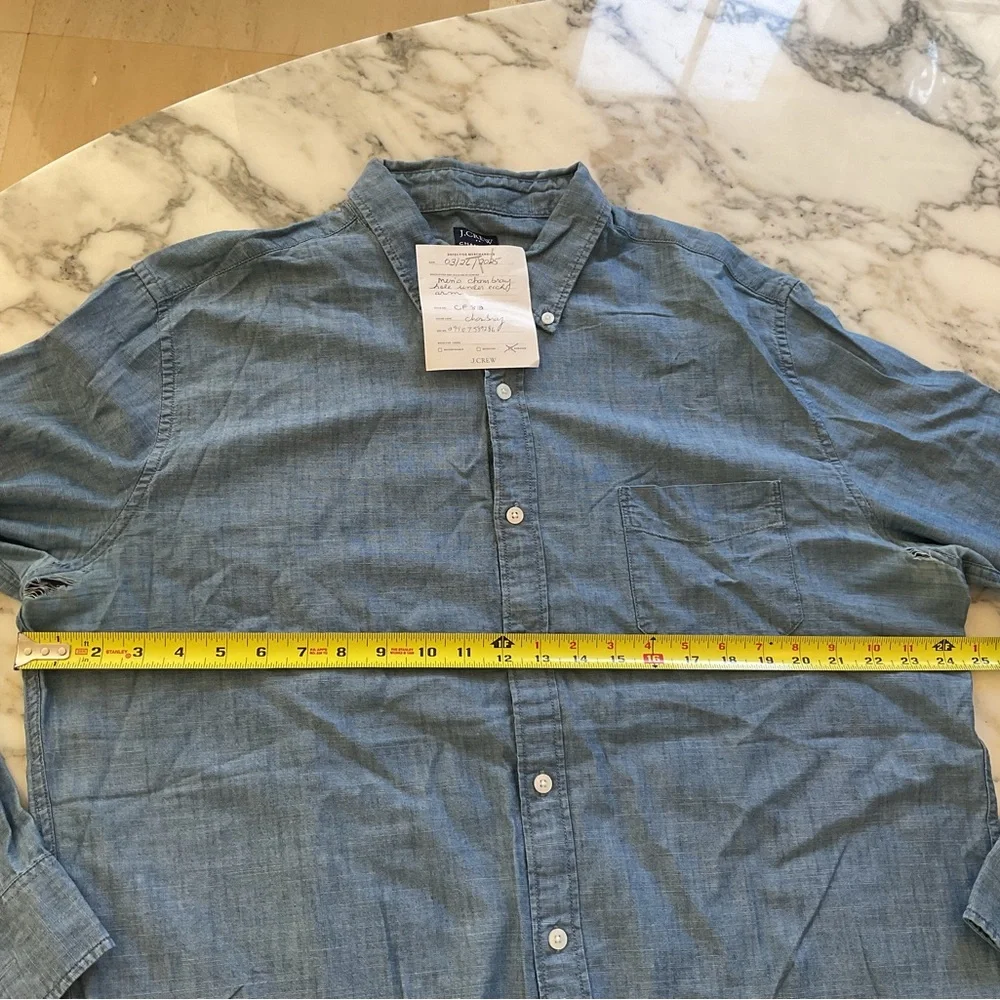 EUC J. Crew Classic Fit Long Sleeve Chambray Cotton Blue XL - holes under arms